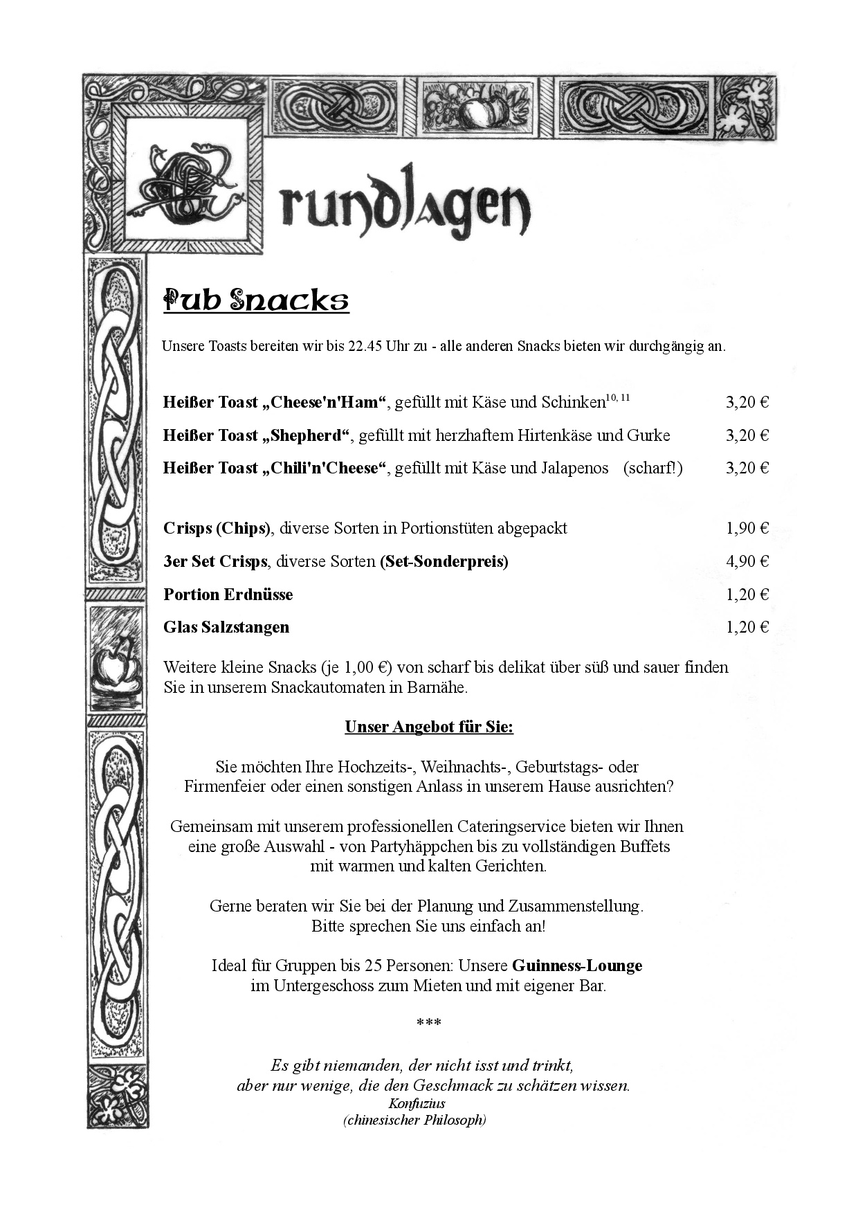 Drinks Snacks Irish Pub Berlin